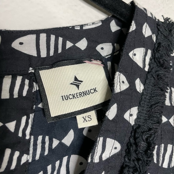 Tuckernuck Piscis Catalans Black White Fish Print Coverup Beach Dress XS - Picture 7 of 8
